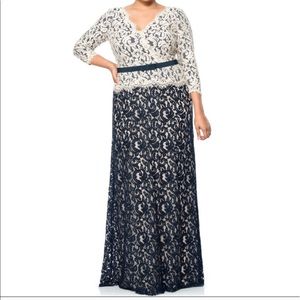 Tadashi Shoji Too Colorblock Lace Gown - Like New!